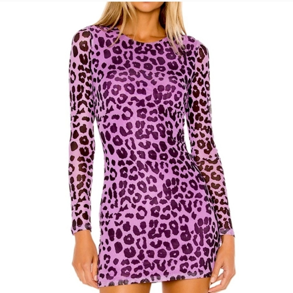 Lovers and Friends Sasha Purple Leopard Mini Dress.